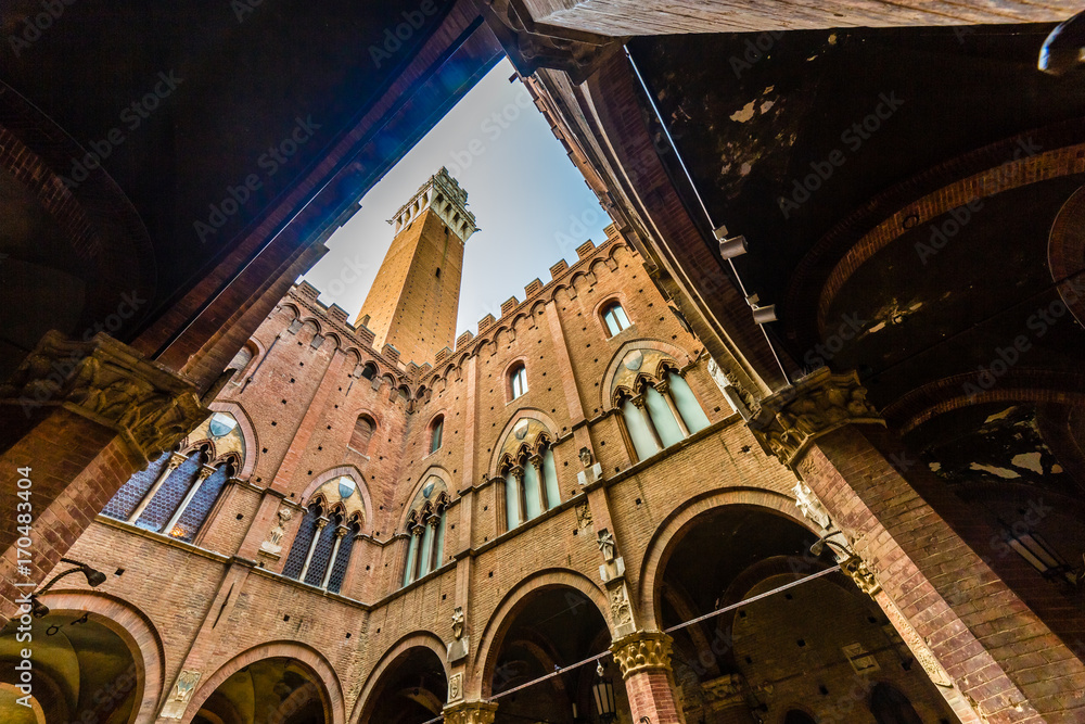 Wall mural view from public square of Siena