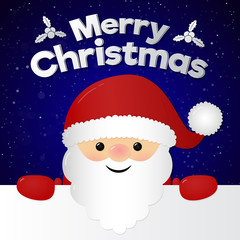 Concept of Christmas card with smiley Santa Claus. Vector.