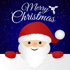Concept of Christmas card with smiley Santa Claus. Vector.