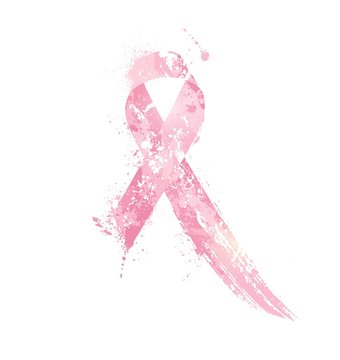 Breast Cancer Awareness Ribbon. Watercolor pink ribbon, breast cancer awareness symbol, isolated on white. Vector illustration