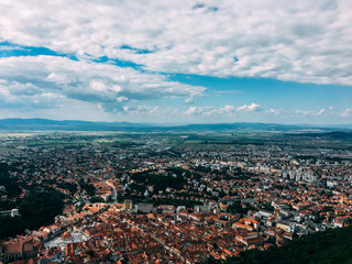 Aerial Drone View Of Brasov City In Romania