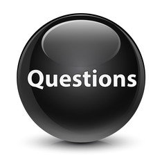 Questions glassy black round button