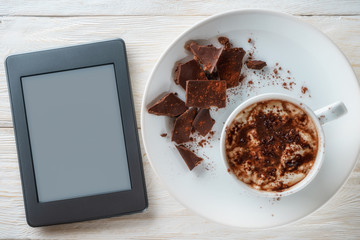 Cocoa and chocolate top view