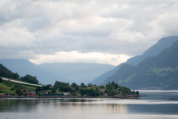 Fototapeta na wymiar Norway - ideal fjord reflection in clear water