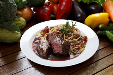 Steak and pasta