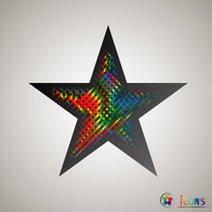 Clasic star Icon Vector. Isolated, object on white background, multicolor, halftone