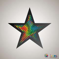 Clasic star Icon Vector. Isolated, object on white background, multicolor, halftone
