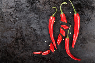 hot pepper cut on a black background
