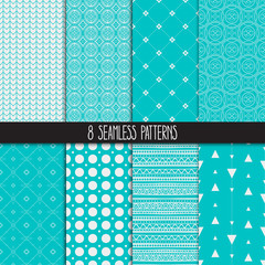 set of eight turquoise patterns