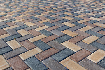 Colorful cobblestone road pavement