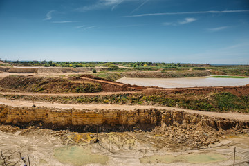 Naklejka premium Industrial landscape, limestone mining quarry 