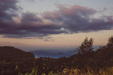 Panoramic view of Caucasian mountains