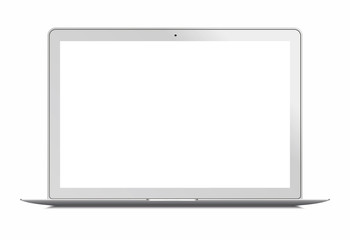 Laptop in apple Macbook Air style mockup - front view. laptop with blank screen isolated on white background. for presenting. Laptop front. Laptop -  vector illustration.Laptop with blank monitor. - obrazy, fototapety, plakaty