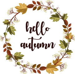 Hello autumn.Hand drawn vector illustration. Beautiful template for your design.