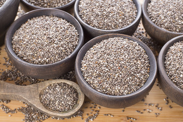 Chia seeds in the bowl - Salvia hispanica