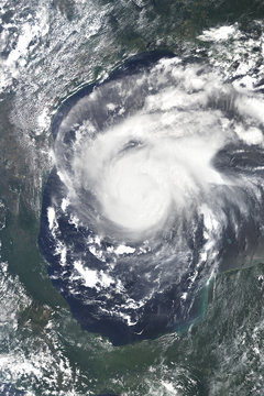 Hurricane Harvey heading towards Houston, Texas - Elements of this image furnished by NASA