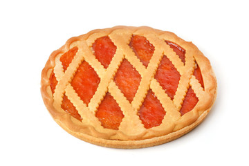 traditional apricot american pie on a white background