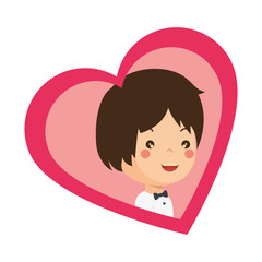 cute husband with heart vector illustration design