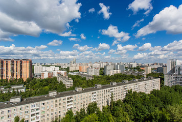Fototapeta na wymiar Moscow district Belyaevo. summer aerial view