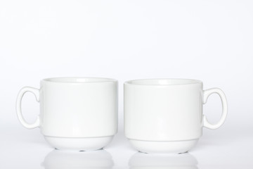 Two white coffee cups