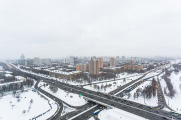 Fototapeta na wymiar Moscow district Kuntsevo. winter aerial view