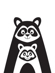  poster with the image of a family of raccoons