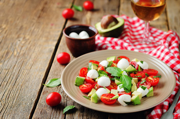 Avocado mozzarella tomato Basil salad