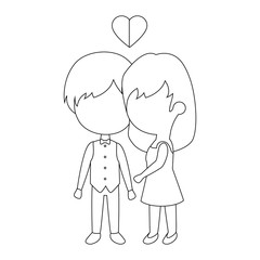 cute couple in love with heart vector illustration design