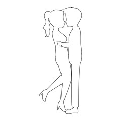 cute couple in love silhouette kissing vector illustration design