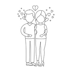 cute couple just married with heart vector illustration design