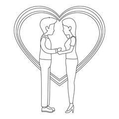 cute couple in love with heart vector illustration design