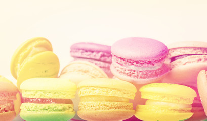 Colourful macaroons, vintage tone