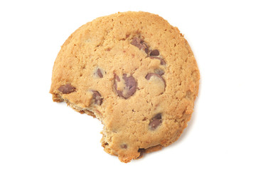 bitten cookies on white background