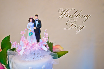 figurines of the bride and groom wedding cake