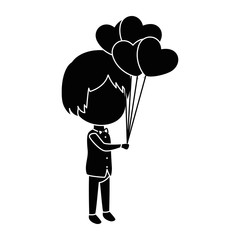 cute husband with balloons air vector illustration design