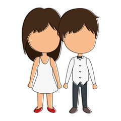 cute couple just married vector illustration design