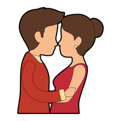 cute couple in love kissing vector illustration design