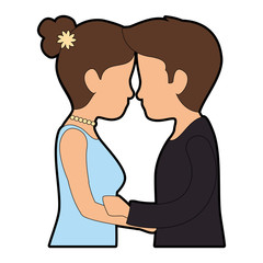 cute couple in love kissing vector illustration design