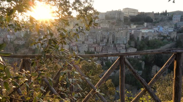 view at the old  famous tuff city Sorano