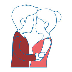 cute couple in love kissing vector illustration design