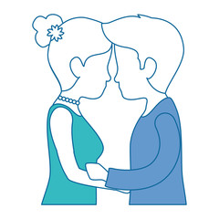 cute couple in love kissing vector illustration design