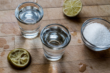 Mezcal Tequila Shots with Lime and Salt
