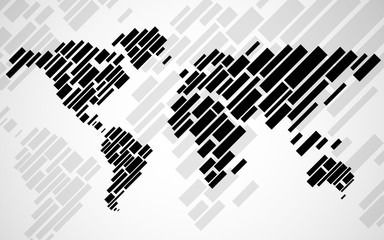 Abstract World map with lines. World stripes map. Vector