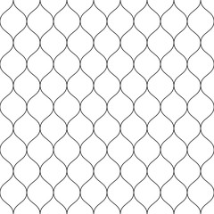 Seamless wired netting fence. Simple black vector illustration on white background.