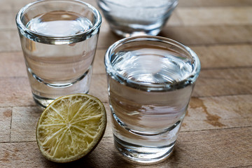 Mezcal Tequila Shots with Lime and Salt
