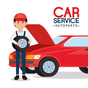 car service autoparts concept vector illustration graphic design