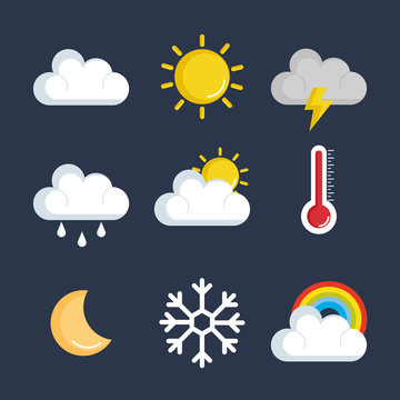 set of weather status icons vector illustration design