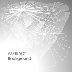 Abstract digital futuristic universal background in grey silver colors with lines polygons abstract umbrella or world web