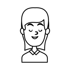 Woman smiling with eyes closed icon vector illustration graphic design