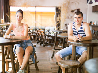 Beautiful young couple at a bar